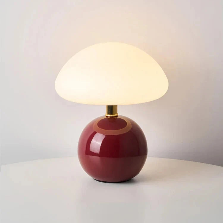 Lampa Stołowa Retro w Kształcie Grzyba z Regulowanym Światłem - Bordowy