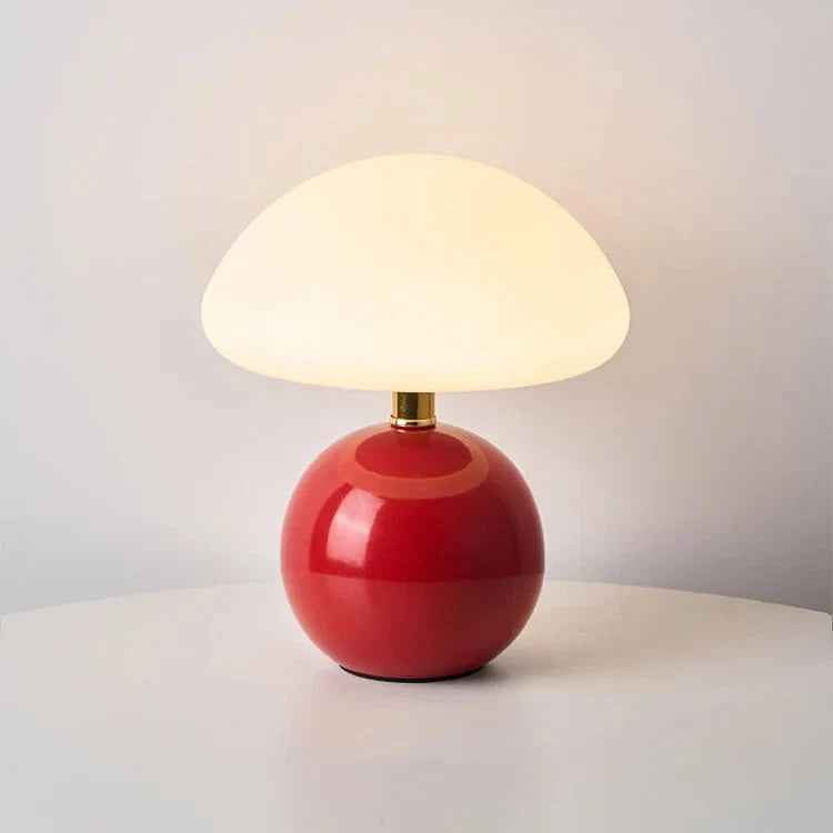 Lampa Stołowa Retro w Kształcie Grzyba z Regulowanym Światłem - Czerwony