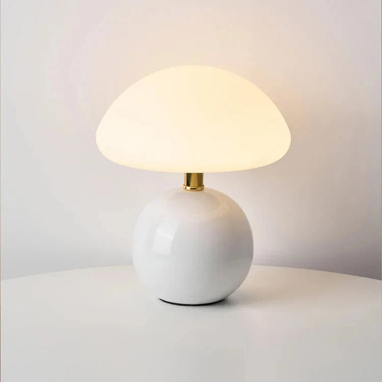 Lampa Stołowa Retro w Kształcie Grzyba z Regulowanym Światłem - Biały