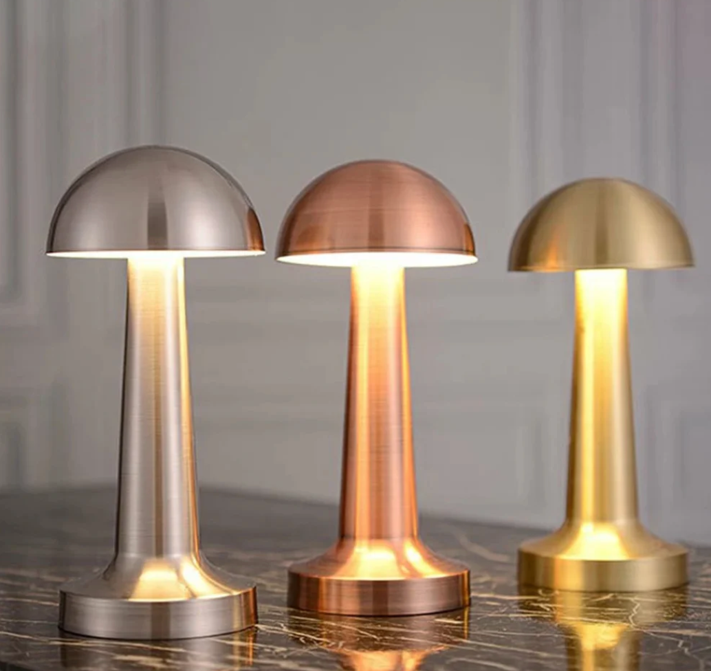Lampa Stołowa Retro z Dotykowym Ściemniaczem i Ładowaniem USB - Różowe złoto