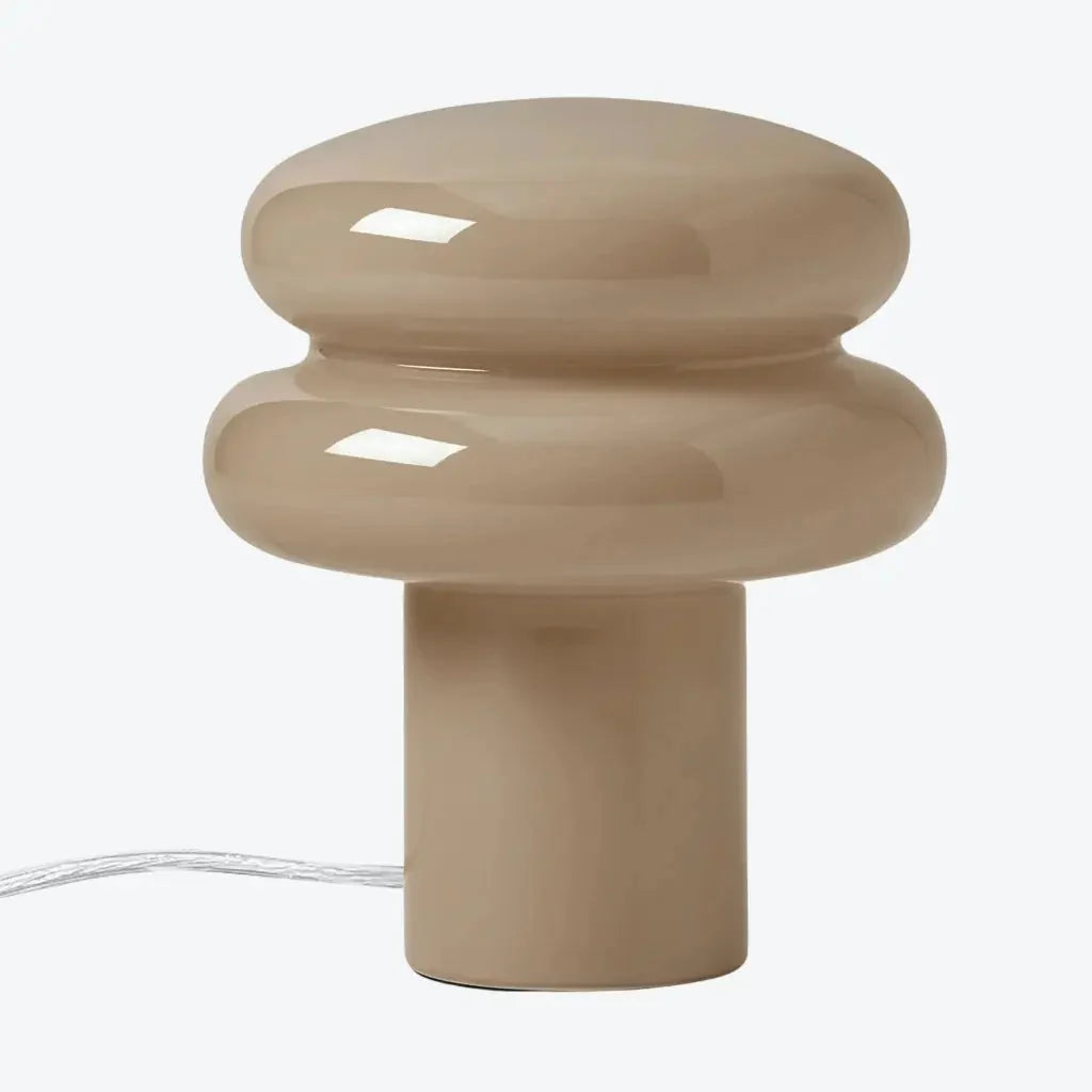 Lampa Stołowa Retro z Kloszem w Kształcie Grzyba ze Szkła Opalowego - Szary