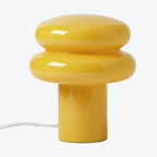 Lampa Stołowa Retro z Kloszem w Kształcie Grzyba ze Szkła Opalowego - Musztardowy