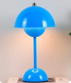 Lampa Stołowa Skandynawska Bezprzewodowa z Kloszem w Kształcie Kopuły - Niebieski