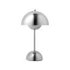 Lampa Stołowa Skandynawska Bezprzewodowa z Kloszem w Kształcie Kopuły - Srebrny