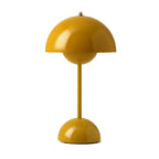 Lampa Stołowa Skandynawska Bezprzewodowa z Kloszem w Kształcie Kopuły - Musztardowy
