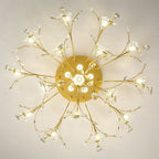 Lampa Sufitowa Art Deco z Kryształami i Kwiatowym Wzorem - 7