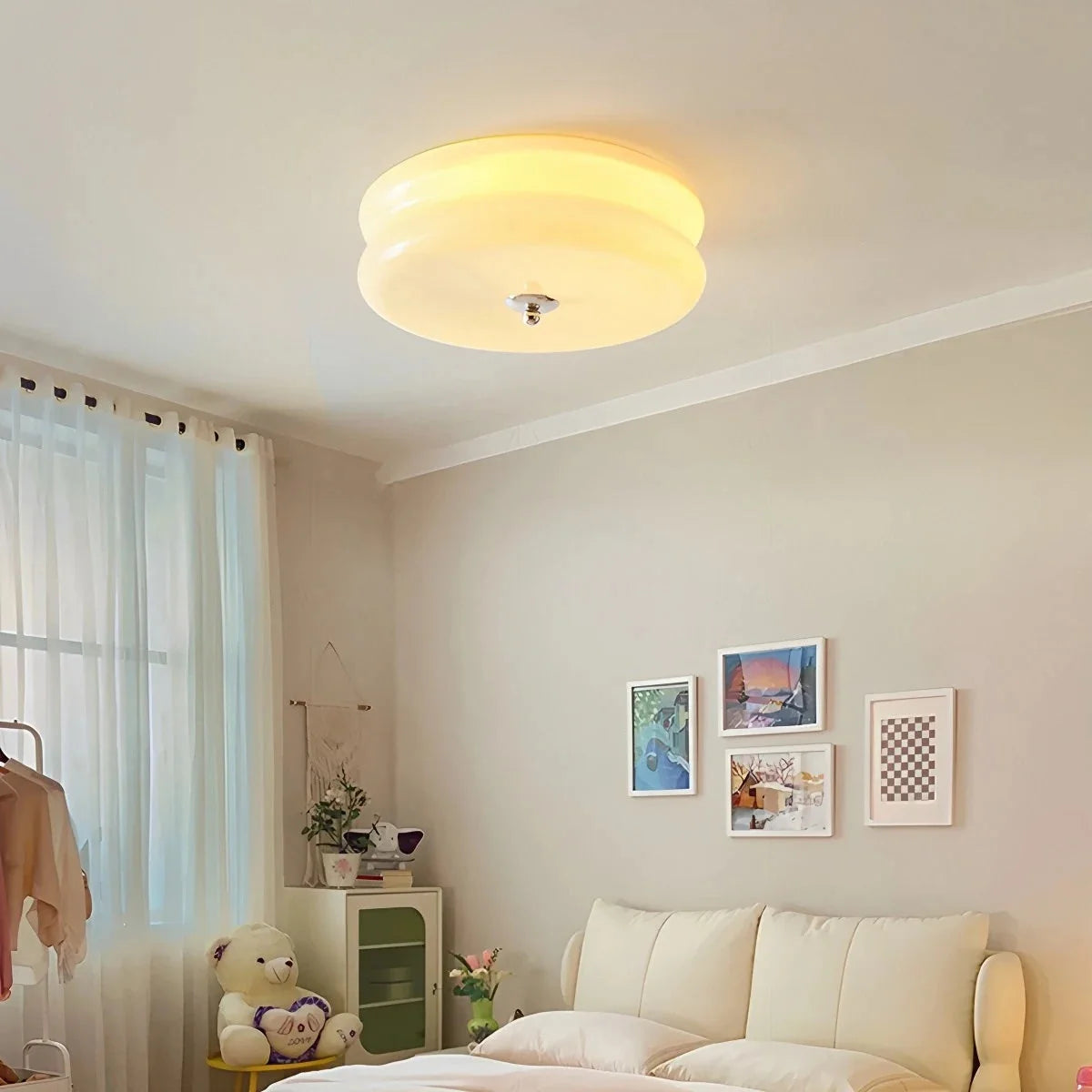 Lampa Sufitowa Art Deco z Okrągłym Kloszem w Stylu Vintage - 9