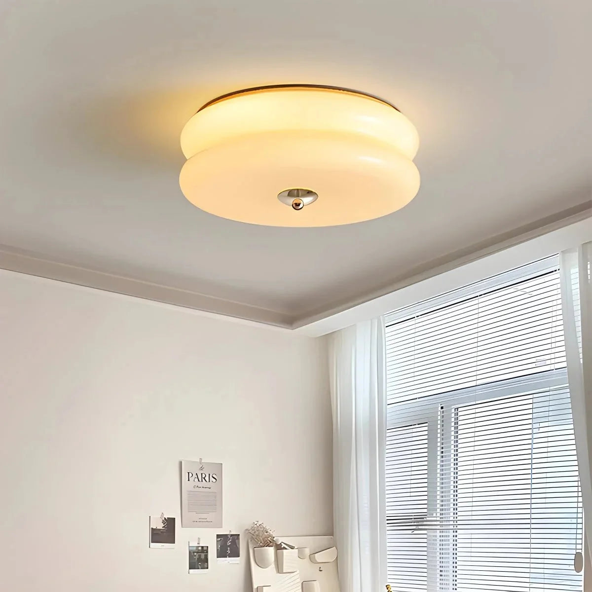 Lampa Sufitowa Art Deco z Okrągłym Kloszem w Stylu Vintage - 12