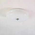 Lampa Sufitowa Art Deco z Okrągłym Kloszem w Stylu Vintage - Chrome/Biały