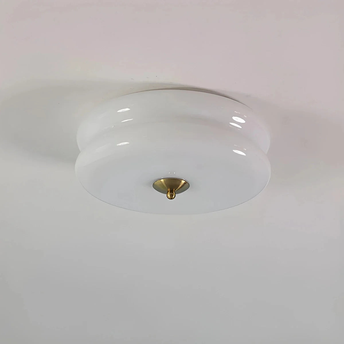 Lampa Sufitowa Art Deco z Okrągłym Kloszem w Stylu Vintage - Złoto/Biały
