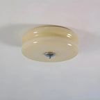 Lampa Sufitowa Art Deco z Okrągłym Kloszem w Stylu Vintage - Chrome/Beżowy