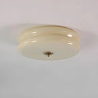 Lampa Sufitowa Art Deco z Okrągłym Kloszem w Stylu Vintage - Złoto/Beżowy