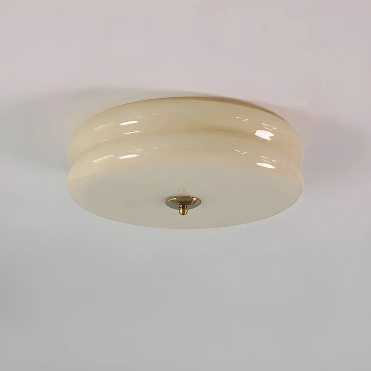 Lampa Sufitowa Art Deco z Okrągłym Kloszem w Stylu Vintage - Złoto/Beżowy