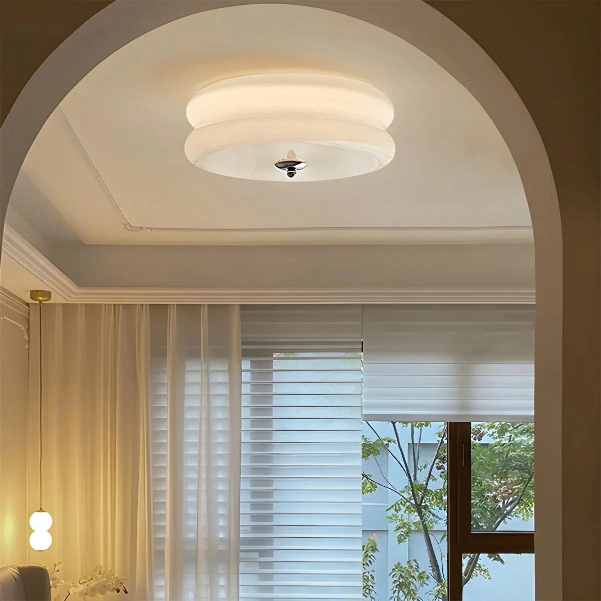 Lampa Sufitowa Art Deco z Okrągłym Kloszem w Stylu Vintage - 7