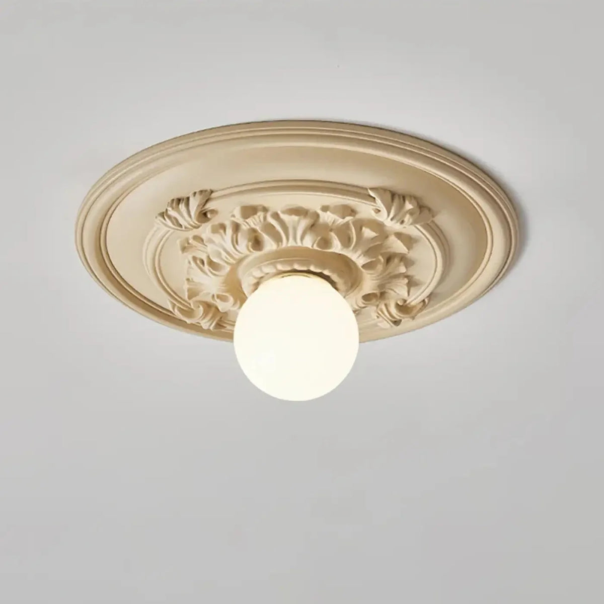 Lampa Sufitowa Art Deco z Ozdobną Rozetą Sufitową - Beżowy