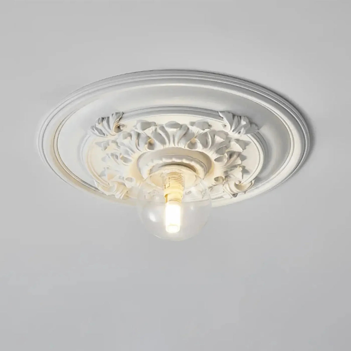 Lampa Sufitowa Art Deco z Ozdobną Rozetą Sufitową - Biały
