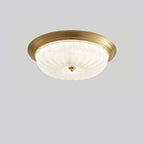 Lampa Sufitowa Art Deco z Teksturowanym Kloszem Szklanym - Mosiądz i biel