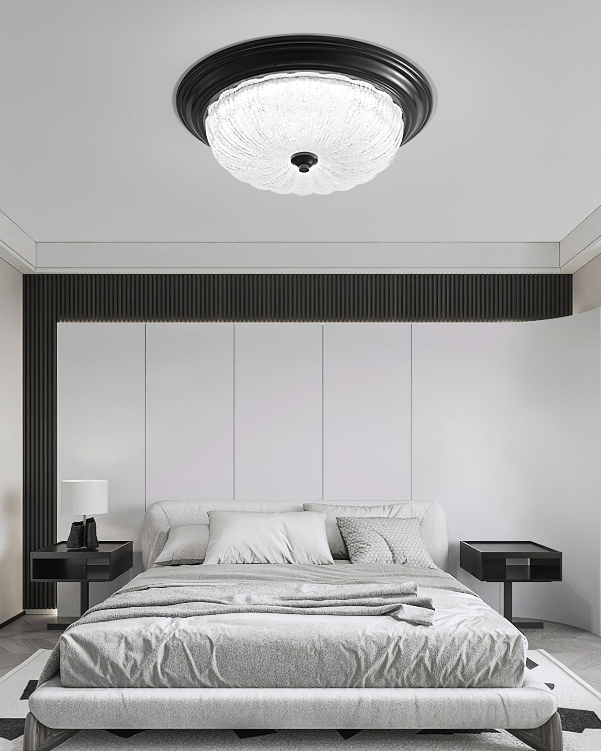 Lampa Sufitowa Art Deco z Teksturowanym Kloszem Szklanym - 6