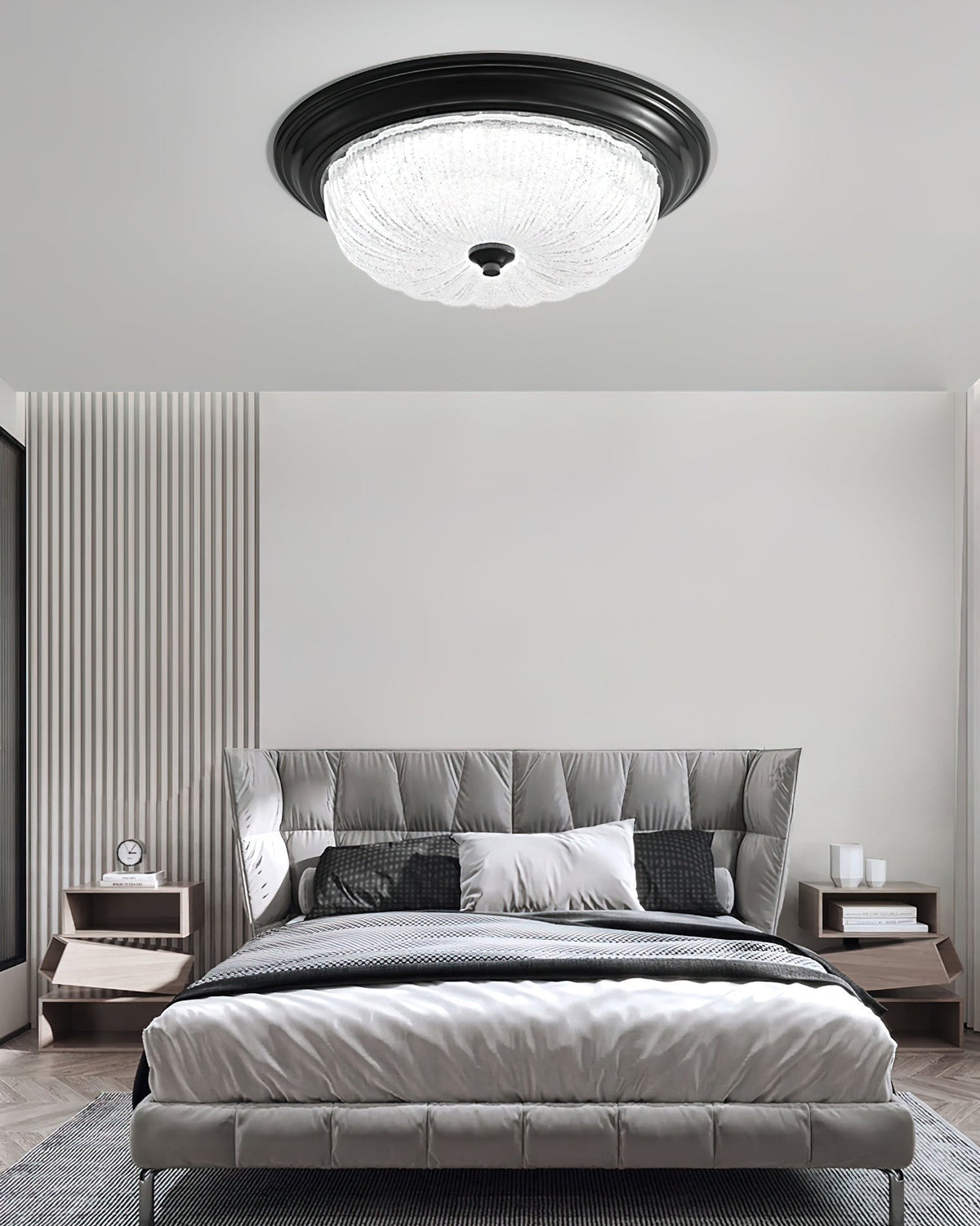 Lampa Sufitowa Art Deco z Teksturowanym Kloszem Szklanym - 7