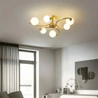 Lampa Sufitowa Art Deco z Zakrzywionymi Ramionami i Kulami Opal - 3