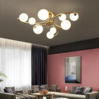 Lampa Sufitowa Art Deco z Zakrzywionymi Ramionami i Kulami Opal - 4