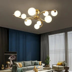 Lampa Sufitowa Art Deco z Zakrzywionymi Ramionami i Kulami Opal - 5