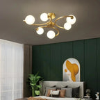 Lampa Sufitowa Art Deco z Zakrzywionymi Ramionami i Kulami Opal - 6