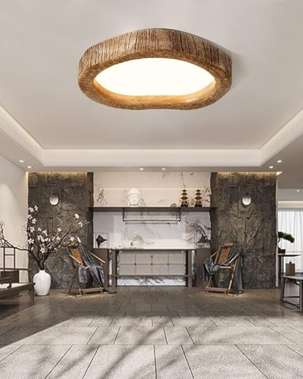 Lampa Sufitowa Boho z Organiczną Ramą w Stylu Drewna - 5