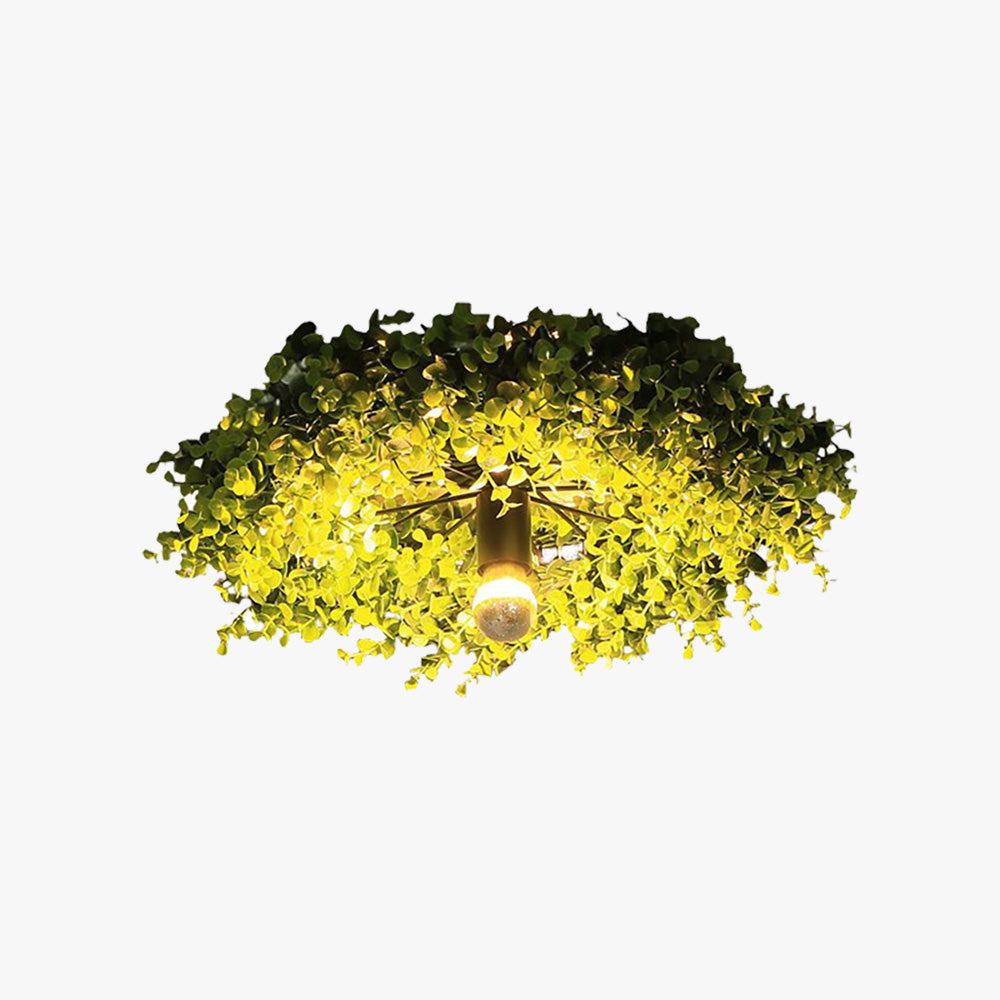 Lampa Sufitowa Boho ze Sztucznymi Liśćmi w Kształcie Gniazda