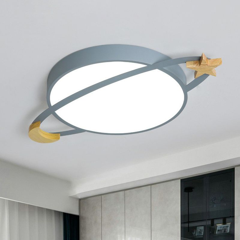 Lampa Sufitowa Dziecięca Nowoczesna z Motywem Planety Księżyca i Gwiazdy