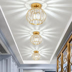 Lampa Sufitowa Glamour z Kryształami i Metalową Kloszem Kulistym - 5