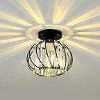 Lampa Sufitowa Glamour z Kryształami i Metalową Kloszem Kulistym - 6