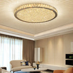 Lampa Sufitowa Glamour z Kryształami i Okrągłą Konstrukcją - Bursztynowy