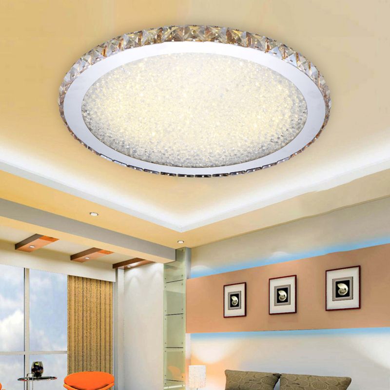 Lampa Sufitowa Glamour z Kryształami i Okrągłą Konstrukcją - Przezroczysty