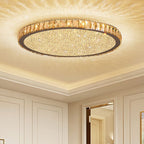Lampa Sufitowa Glamour z Kryształami i Okrągłą Konstrukcją - Bursztynowy