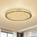 Lampa Sufitowa Glamour z Kryształami i Okrągłą Konstrukcją - Bursztynowy
