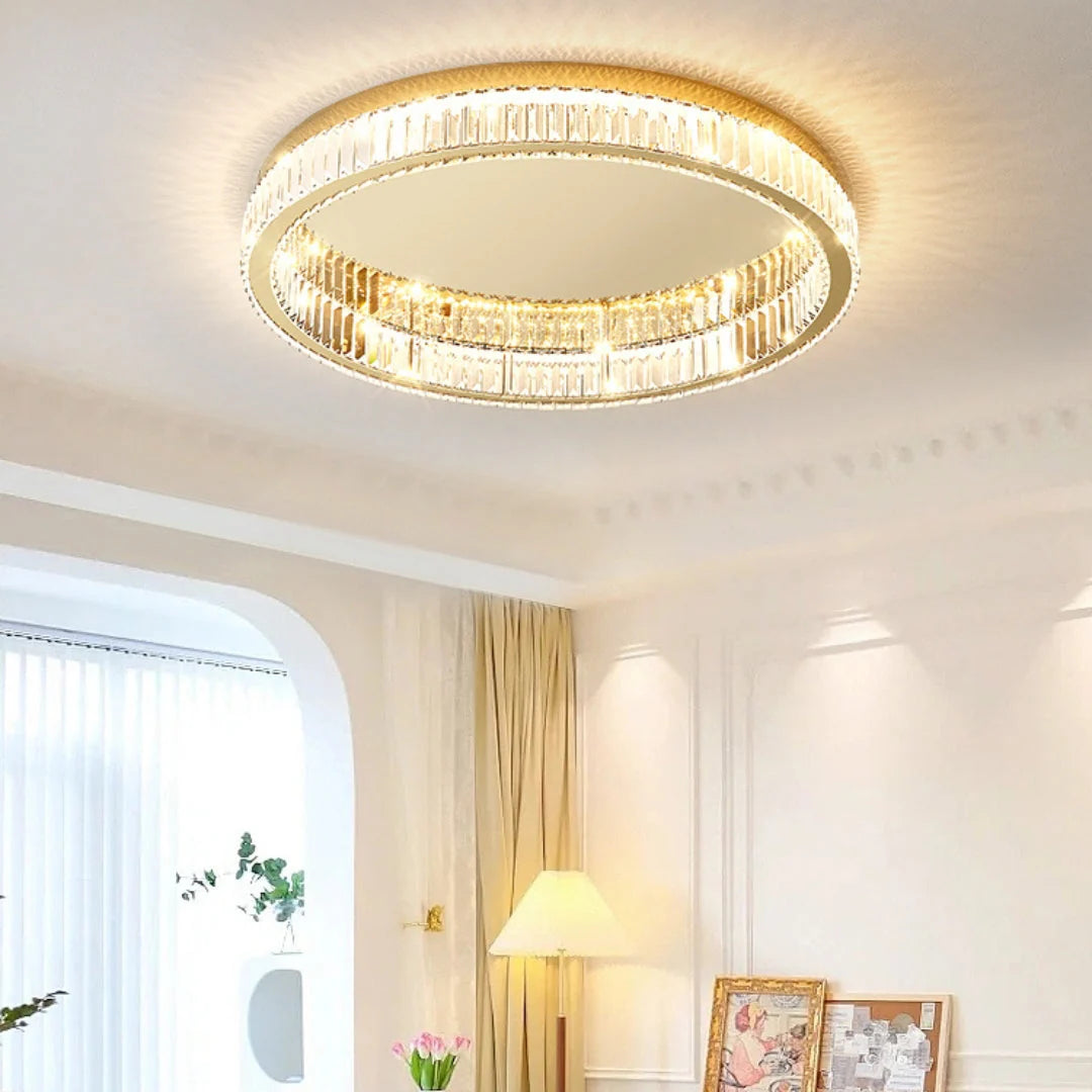 Lampa Sufitowa Glamour z Kryształami w Okrągłej Oprawie - 10