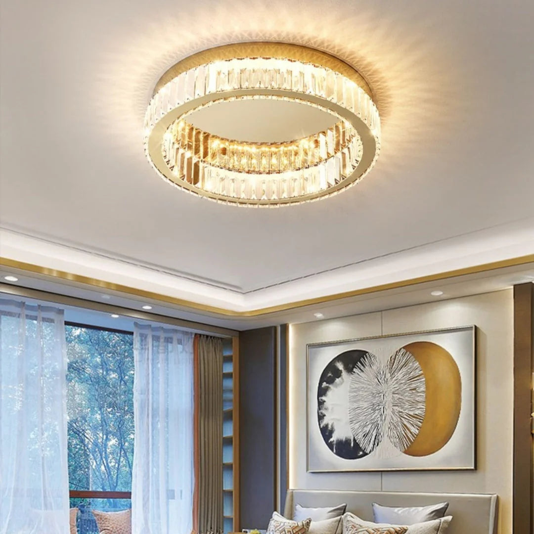Lampa Sufitowa Glamour z Kryształami w Okrągłej Oprawie - 12