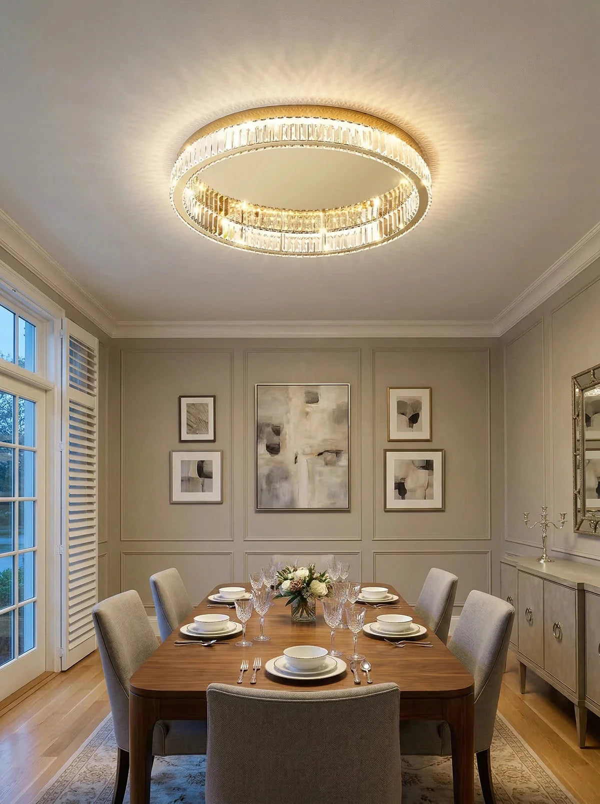 Lampa Sufitowa Glamour z Kryształami w Okrągłej Oprawie - 13