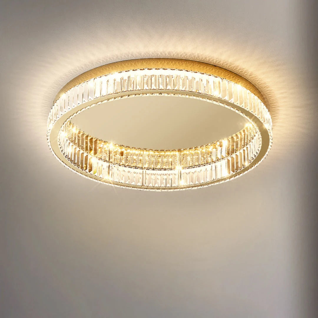 Lampa Sufitowa Glamour z Kryształami w Okrągłej Oprawie - 14