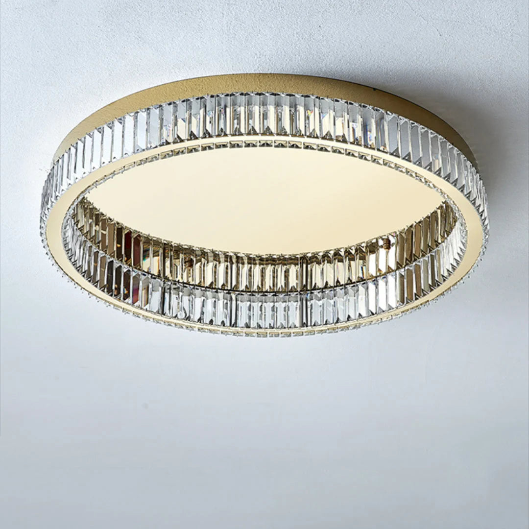 Lampa Sufitowa Glamour z Kryształami w Okrągłej Oprawie - 21
