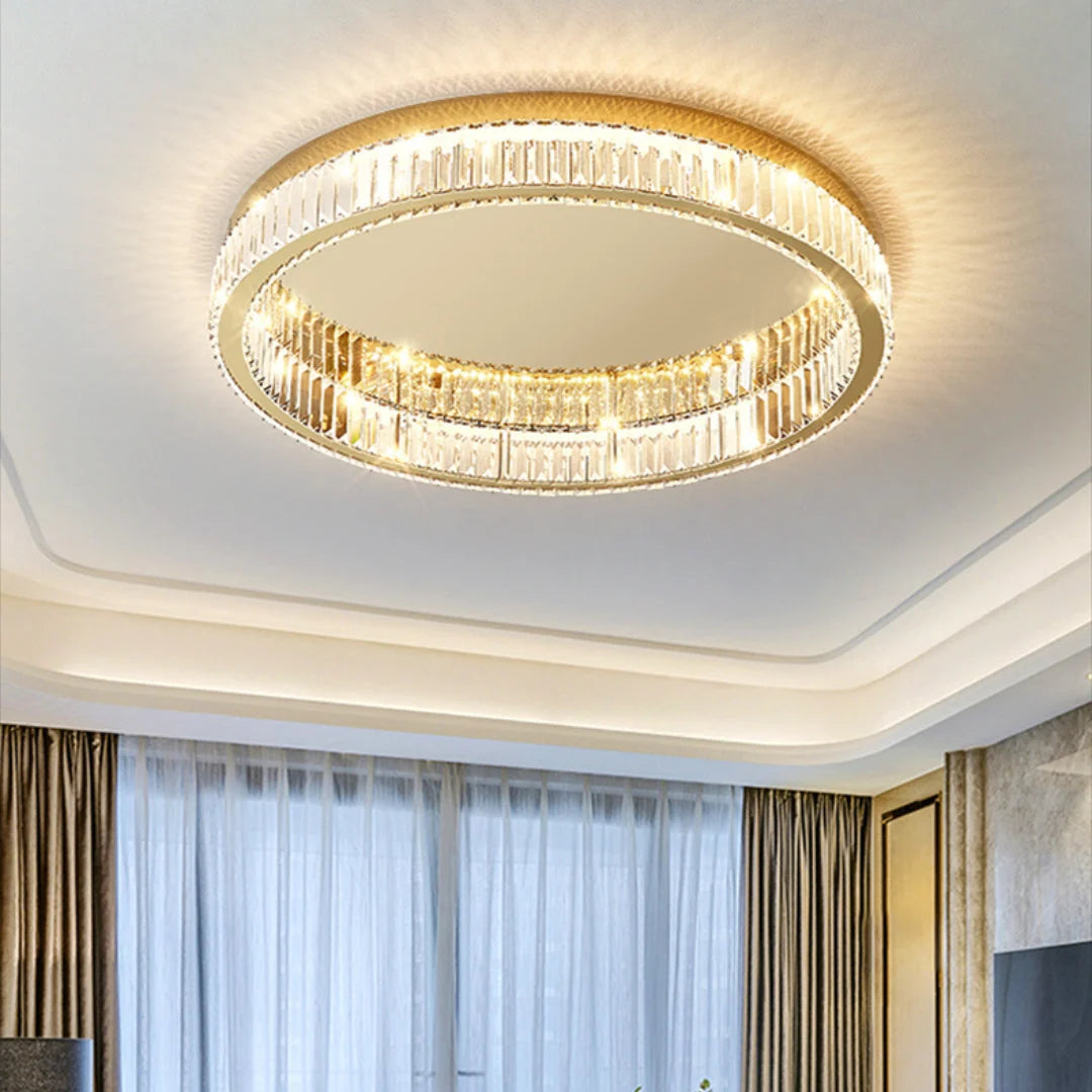 Lampa Sufitowa Glamour z Kryształami w Okrągłej Oprawie - 7
