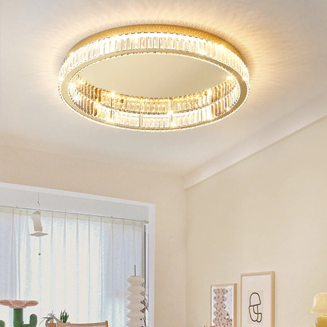 Lampa Sufitowa Glamour z Kryształami w Okrągłej Oprawie - 8