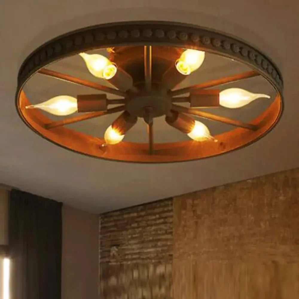 Lampa Sufitowa Industrialna w Kształcie Koła Wozu z Oprawkami E14 - 7