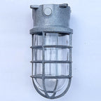 Lampa Sufitowa Industrialna z Kloszem Klatkowym i Szkłem - Vintage - okablowanie od dołu