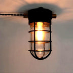 Lampa Sufitowa Industrialna z Kloszem Klatkowym i Szkłem - 3