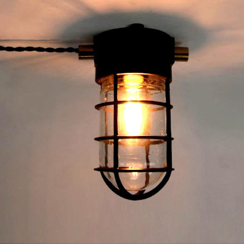 Lampa Sufitowa Industrialna z Kloszem Klatkowym i Szkłem - 3