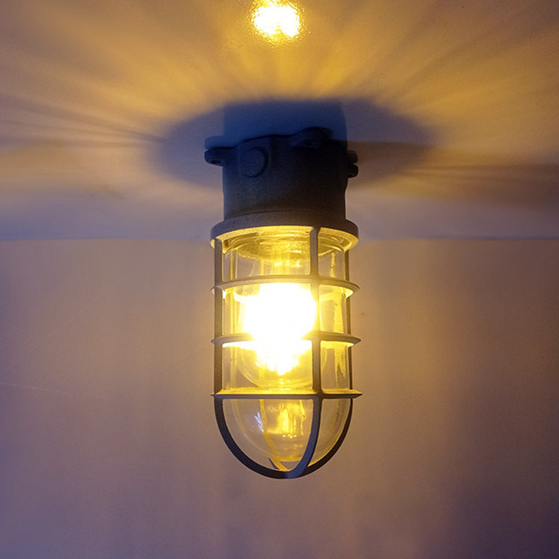 Lampa Sufitowa Industrialna z Kloszem Klatkowym i Szkłem - 5
