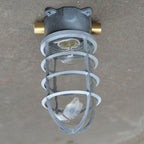Lampa Sufitowa Industrialna z Kloszem Klatkowym i Szkłem - Vintage - okablowanie od boku