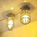 Lampa Sufitowa Industrialna z Kloszem Klatkowym i Szkłem